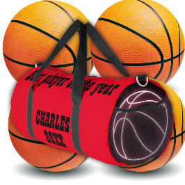 Bolso De Deporte Grande Nombre y texto monogramados en rojo/negro |