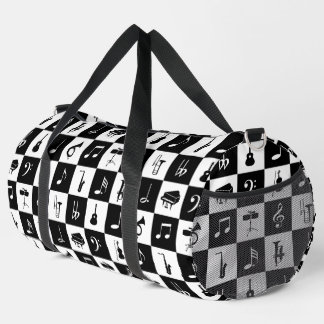 Bolso De Deporte Grande Notas musicales e instrumentos en cuadrados