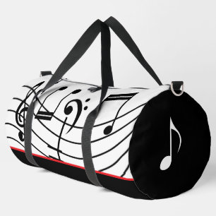 Bolso De Deporte Grande Notas musicales Red White y Black