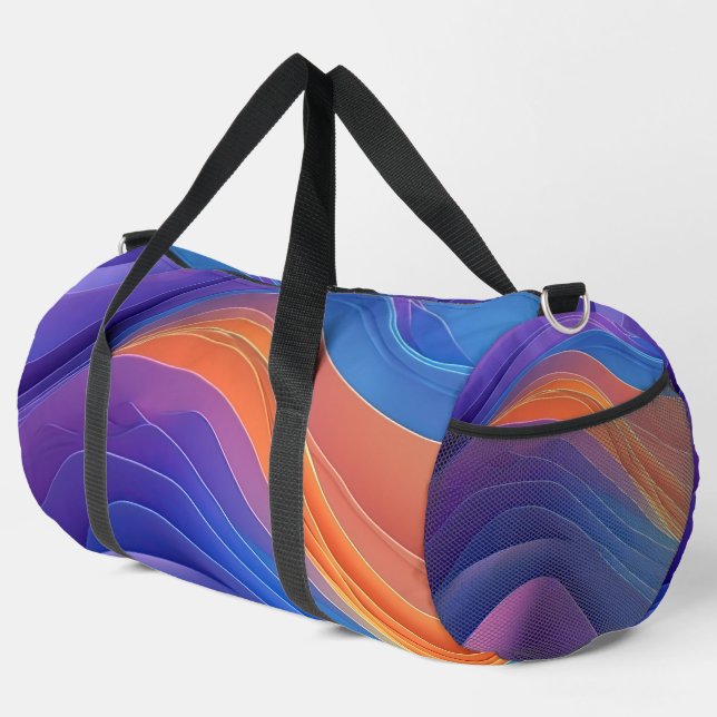 BOLSO DE DEPORTE GRANDE OLAS DE ABSTRACTO AMARILLO PURPLE AZUL NARANJA (Esquina derecha)