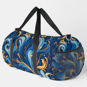 Bolso De Deporte Grande Olas Reales de Fantasía Remolinos Azules y Dorados