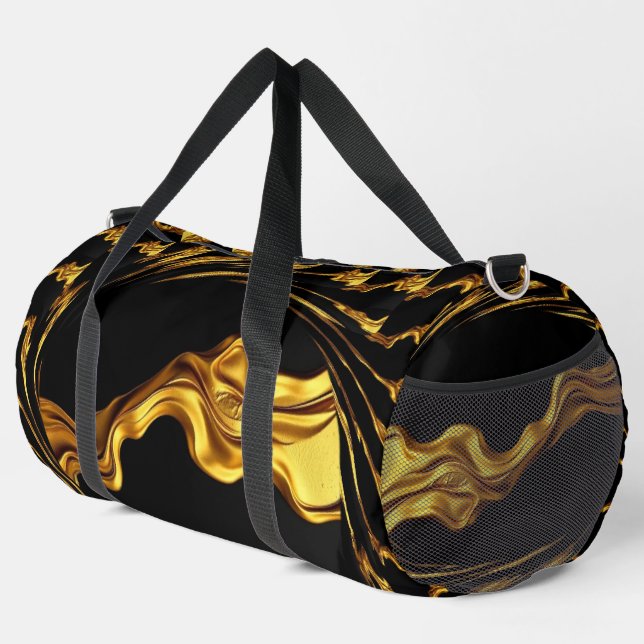Bolso De Deporte Grande Opulent Swirl Liquid Gold Black Monochrome Christi (Esquina derecha)