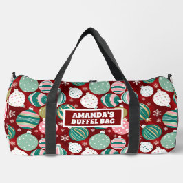 Bolso De Deporte Grande Ornamentos de Navidad retro vintage y copos de nie