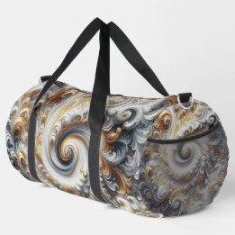 Bolso De Deporte Grande Oro, negro y blanco girando moderno abstracto