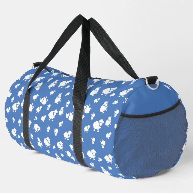 Bolso De Deporte Grande Oveja personalizado de fondo azul (Esquina derecha)