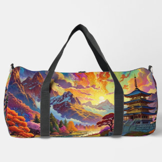 Bolso De Deporte Grande Pagoda y paisaje coloreado
