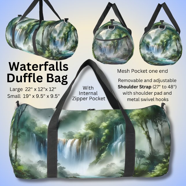 Bolso De Deporte Grande Paintaje paisajístico de las cascadas (Subido por el creador)