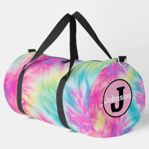 Bolso De Deporte Grande Pastel Arcoíris Tie Dye Chicas Monograma Personali
