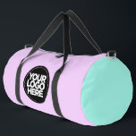 Bolso De Deporte Grande Pastel Cute | Logotipo y texto corporativo persona<br><div class="desc">Azul rosa pastel clásico y púrpura lavanda | Logotipo corporativo personalizado y Bolsa de Duffle Impresa para Empresas Modernas de Texto</div>