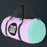 Bolso De Deporte Grande Pastel Cute | Logotipo y texto corporativo persona<br><div class="desc">Azul rosa pastel clásico y púrpura lavanda | Logotipo corporativo personalizado y Bolsa de Duffle Impresa para Empresas Modernas de Texto</div>