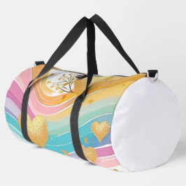 BOLSO DE DEPORTE GRANDE PASTEL PINK CORAZÓN DE ORO VERDE AMARILLO