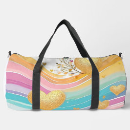 BOLSO DE DEPORTE GRANDE PASTEL PINK CORAZÓN DE ORO VERDE AMARILLO