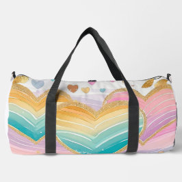 BOLSO DE DEPORTE GRANDE PASTEL PINK CORAZÓN DE ORO VERDE AMARILLO