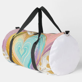 BOLSO DE DEPORTE GRANDE PASTEL PINK CORAZÓN DE ORO VERDE AMARILLO