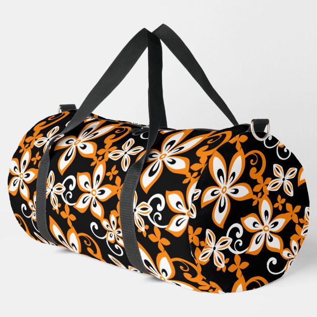 BOLSO DE DEPORTE GRANDE PATRÓN ALOHA HAWAII EN NEGRO/NARANJA (Esquina izquierda)