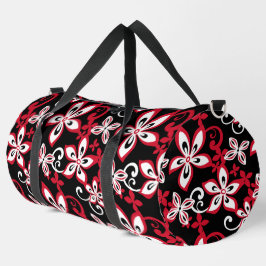 BOLSO DE DEPORTE GRANDE PATRÓN ALOHA HAWAII EN NEGRO/ROJO