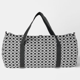 Bolso De Deporte Grande Patrón Arabesco Simétrico en Blanco y Negro Intens
