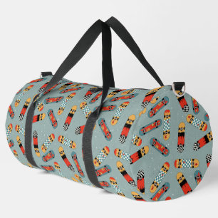 Bolso De Deporte Grande Patrón azul del Skateboard Retro