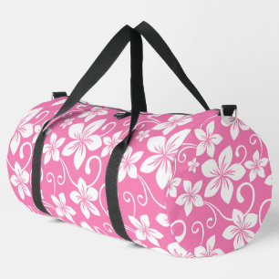 BOLSO DE DEPORTE GRANDE PATRÓN AZUL HAWAII EN ROSA