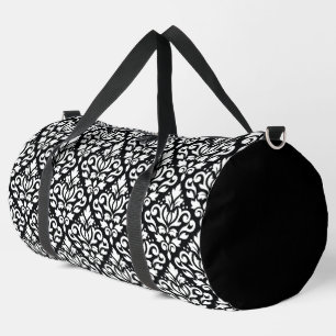 Bolso De Deporte Grande Patrón blanco de damasco de desplazamiento sobre n