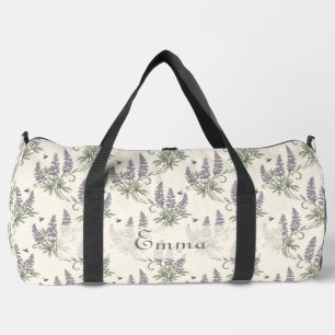 Bolso De Deporte Grande Patrón Botánico Vintage Elegante de Lupino y Abeja