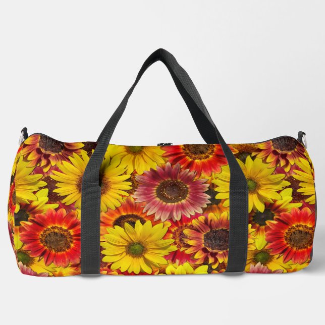 Bolso De Deporte Grande Patrón continuo de girasoles (Anverso)