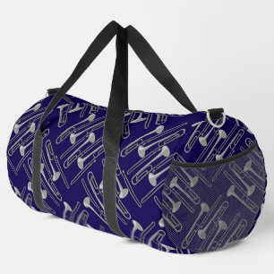 Bolso De Deporte Grande Patrón crosshatch de trombón gris