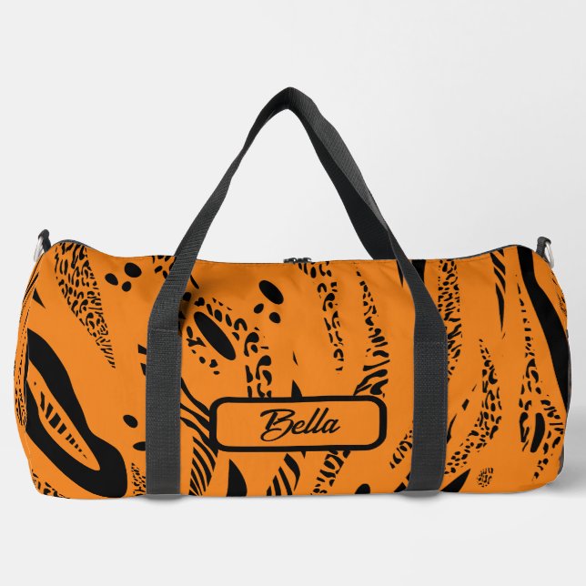Bolso De Deporte Grande Patrón de cebra amarilla (Anverso)