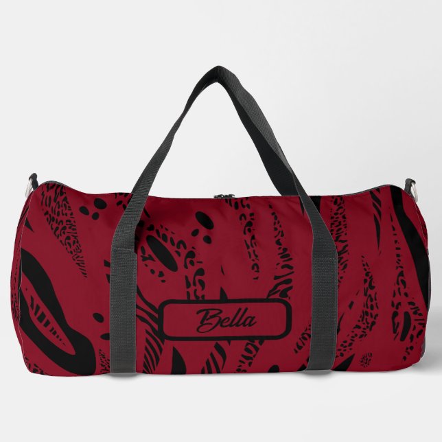 Bolso De Deporte Grande patrón de cebra rojo (Anverso)