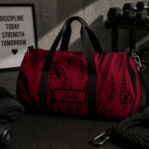 Bolso De Deporte Grande patrón de cebra rojo vino