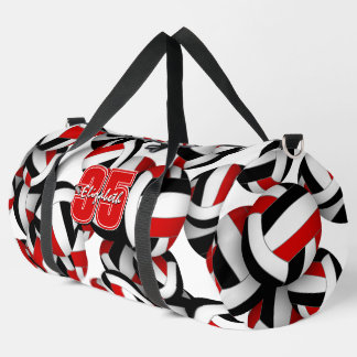 Bolso De Deporte Grande patrón de colores del equipo rojo de voleibol negr