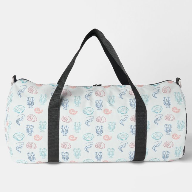 Bolso De Deporte Grande Patrón de conchas y mariscos (Anverso)