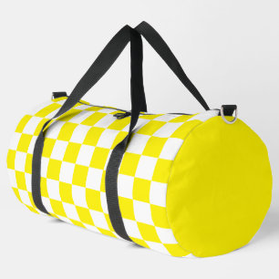 Bolso De Deporte Grande patrón de cuadros amarillos brillantes y blancos