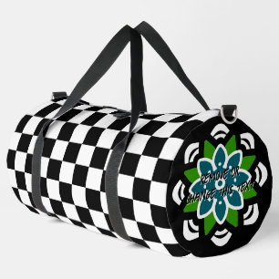 Bolso De Deporte Grande Patrón de cuadros en blanco y negro
