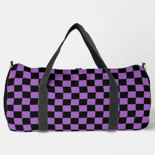 Bolso De Deporte Grande Patrón de cuadros lavanda y negro