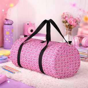 Bolso De Deporte Grande Patrón de Damasco Ornamental Rosa