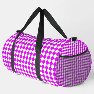 Bolso De Deporte Grande Patrón de diamante de cuadros rosados y blancos gr