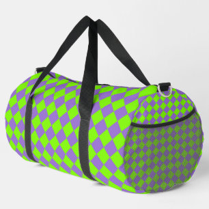 Bolso De Deporte Grande Patrón de diamante de cuadros verde púrpura grande