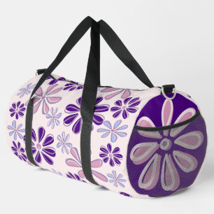 Bolso De Deporte Grande Patrón de dibujos animados de flores púrpura rosa