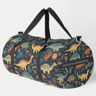 Bolso De Deporte Grande Patrón de dinosaurio de nombre personalizado