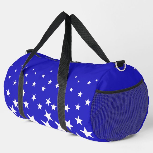 Bolso De Deporte Grande Patrón de estrella blanca sobre fondo azul pequeño (Esquina derecha)