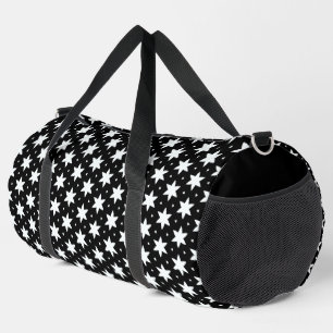 Bolso De Deporte Grande Patrón de estrellas en blanco y negro