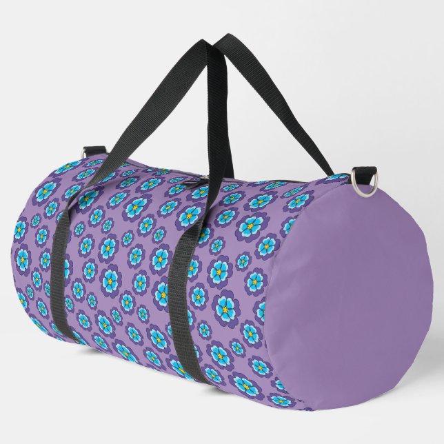Bolso De Deporte Grande Patrón de flores azules violetas (Esquina izquierda)
