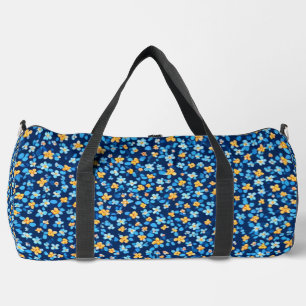 Bolso De Deporte Grande Patrón de flores pequeñas azules