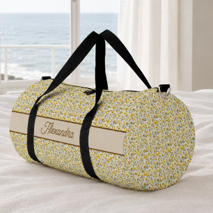 Bolso De Deporte Grande Patrón de flores silvestres amarillas monograma no