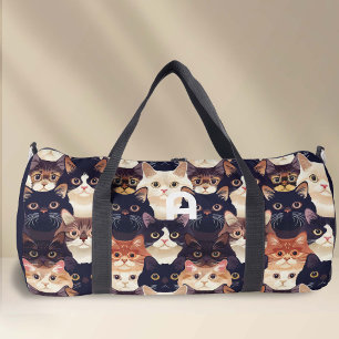 Bolso De Deporte Grande Patrón de gato lindo, monogramado