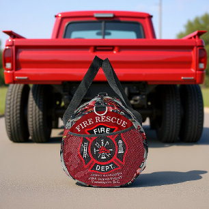Bolso De Deporte Grande Patrón de hacha de camión de bomberos