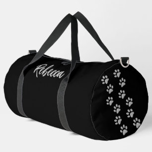 Bolso De Deporte Grande Patrón de impresión de fondo negro de las hojas de