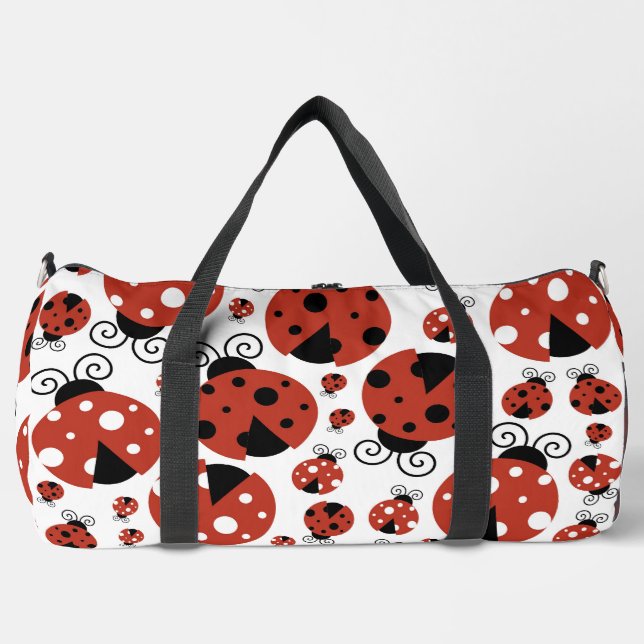 Bolso De Deporte Grande Patrón De Ladybugs, Cute Ladybugs, Red Ladybugs (Anverso)
