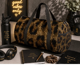Bolso De Deporte Grande Patrón de leopardo marrón brillante